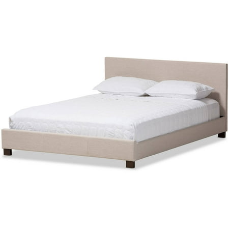 Baxton Studio Elizabeth Modern and Contemporary Beige Fabric Upholstered Panel-Stitched Queen-Size Platform Bed (incomplete, Box 2 of 2)