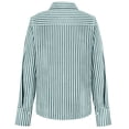 thumbnail image 4 of Summer Tops, Duoif Women's Relaxed Striped Button Down, Irregular Design Shirts for Women Mint Green XL, 4 of 5