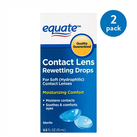 (2 Pack) Equate Contact Lens Rewetting Drops, 0.5