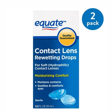 (2 Pack) Equate Contact Lens Rewetting Drops, 0.5 (Best Daily Contact Lenses For Dry Eyes)