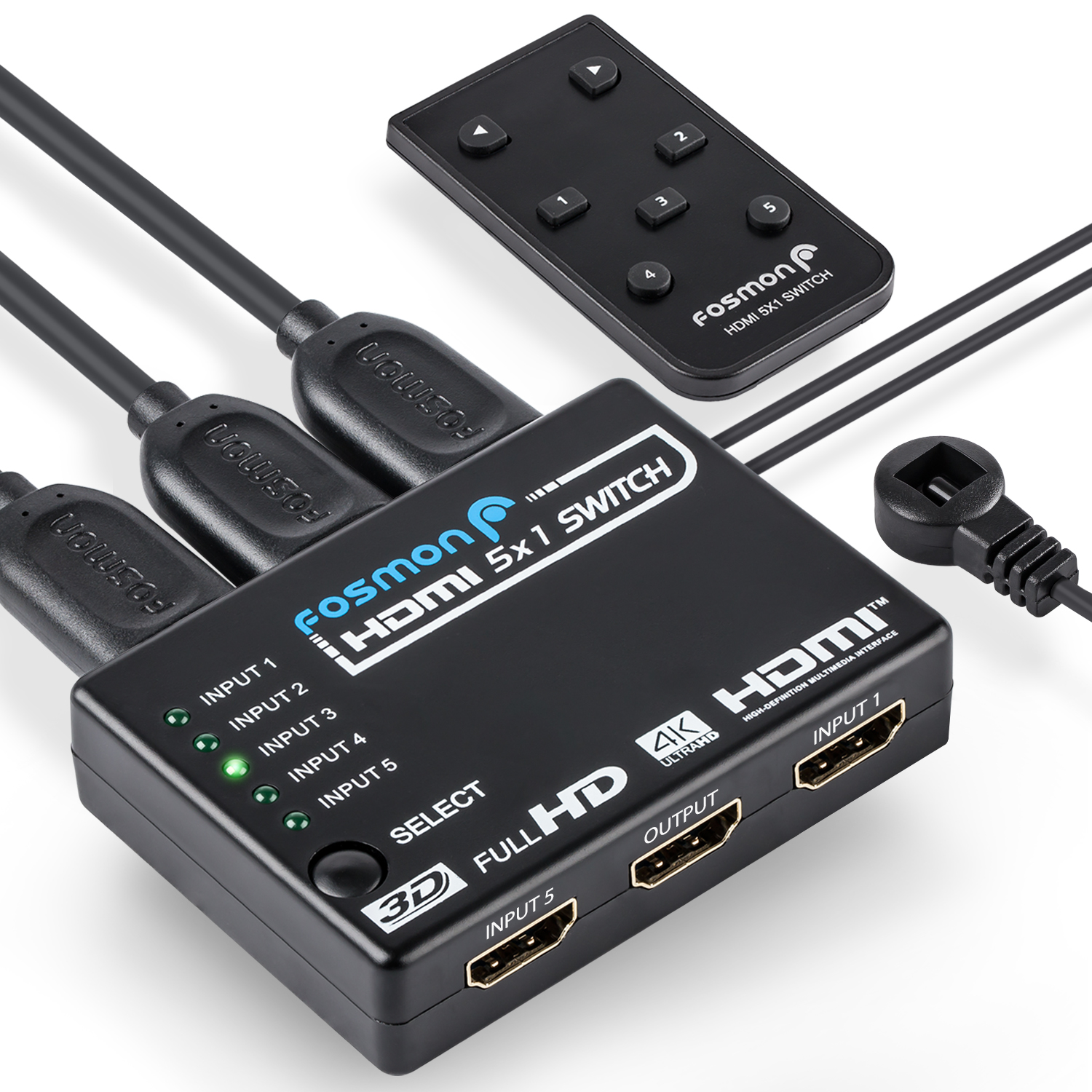 Fosmon Intell   igent 5-Port HDMI Switch Splitter, Supports