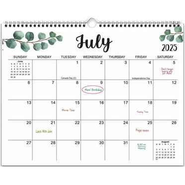 EXERAUO Wall Calendar 2025, Desk Calendar 14" x 11", Desk Calendar from JAN 2025 - JUL 2026, Writing Blocks, Julian Dates, Spiral Bound,18 Months Calendar for Home,Office,School