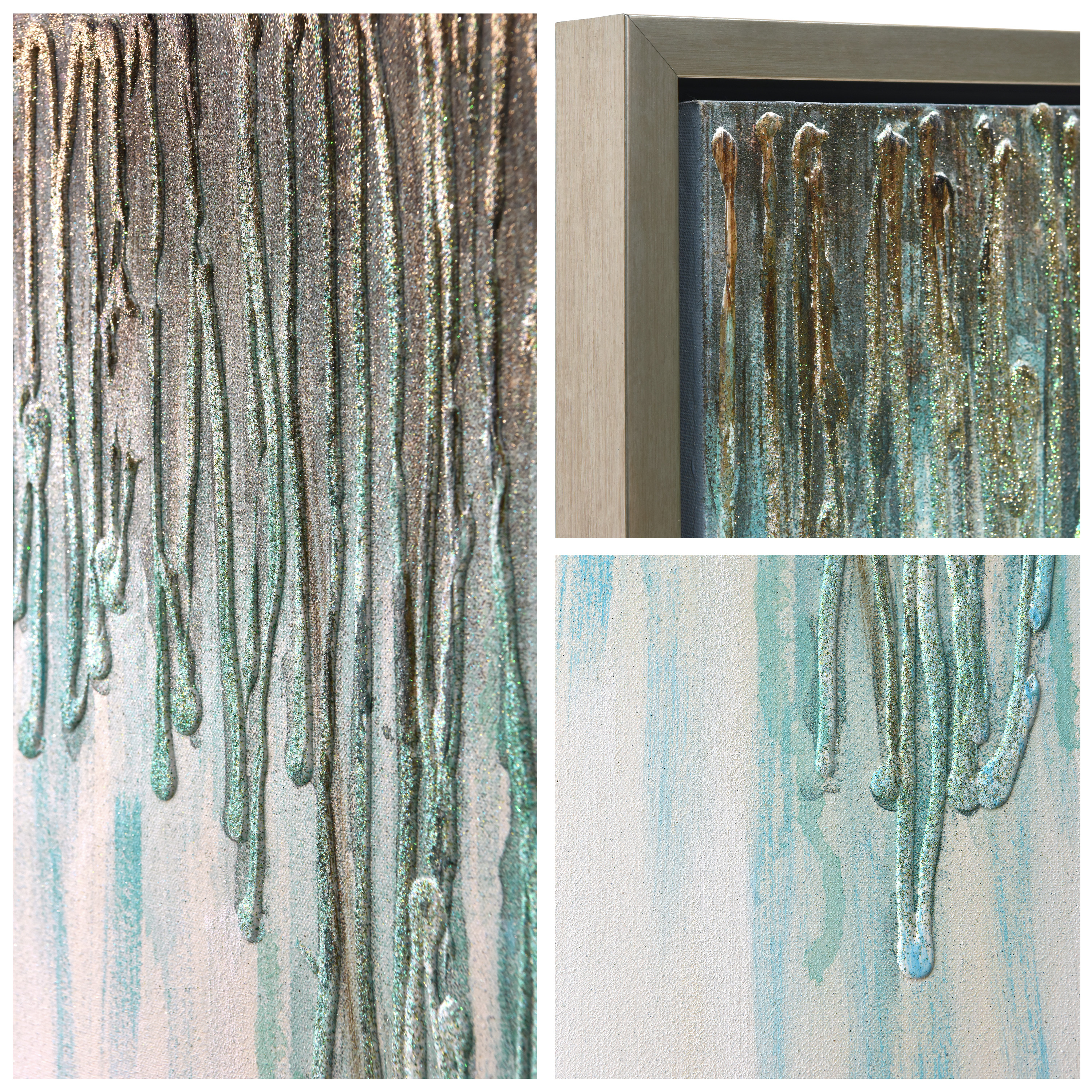 Empire Art Direct Green Frequency Textured Metallic Hand Painted Wall Art, 24" x 48" x 1.5", Ready to Hang
