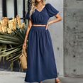 thumbnail image 2 of REORIAFEE Matching Sets for Women Going out 80s Outfit Women Summer Casual Two Piece Suit Navy XL, 2 of 5