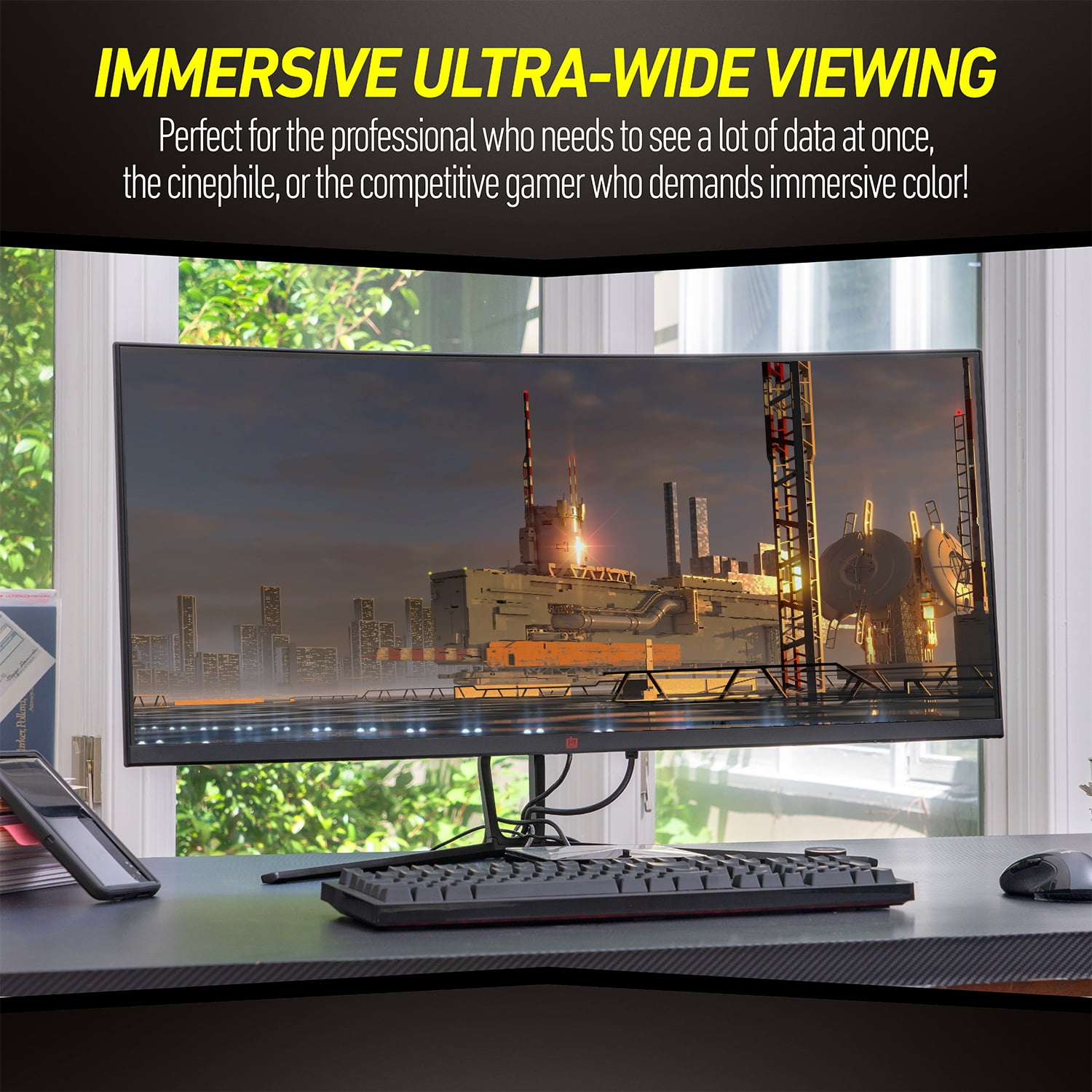 Deco Gear 35” Curved Gaming Ultrawide Monitor, 3440x1440, 120hz, 1ms MPRT,  21:9, 99% sRGB
