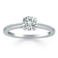 thumbnail image 1 of 14k White Gold Channel Set Cathedral Engagement Ring Size 5, 1 of 4
