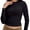 Black, variant on Womens Shirts Long Sleeve Crew Neck Ruched Stretch Basic Fitted Tee Shirts Tops