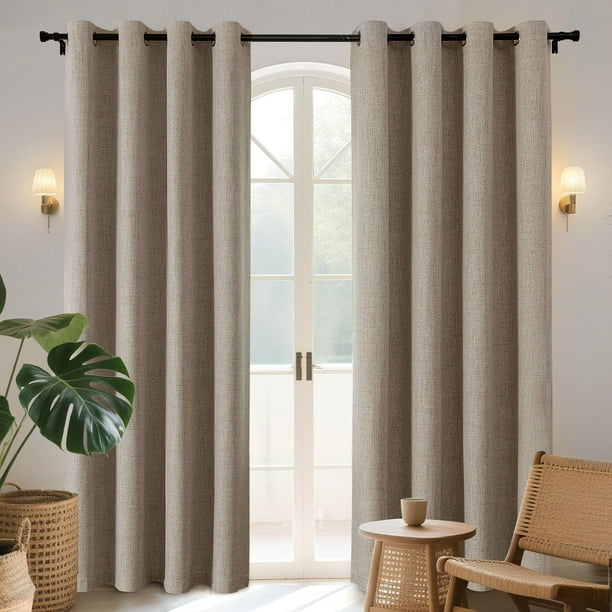 Juego de cortinas opacas Joydeco Burg, 240 cm de alto, 2 paneles, lino