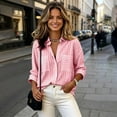 thumbnail image 6 of Tumotour Plus Size Striped Shirt for Ladies' V-Neck Button Down Shirts Long Sleeve Office Work Shirt, 6 of 9