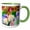 Green/White, variant on 3drose, Creme Tulip Flowers on a Multicolor Flowerbed. Beauty of Spring, 11oz Two-tone Black Mug
