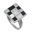thumbnail image 1 of Checkered Style Princess Cut Center Cubic Zirconia Ring Sterling Silver 925 Size 6, 1 of 3