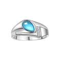 thumbnail image 1 of RYLOS Men's Rings Sterling Silver Ring - Timeless Pear Shape Cabochone Gemstone & Diamonds - Tear Drop Cabochon BLUE TOPAZ Rings For Men  Size 11, 1 of 6