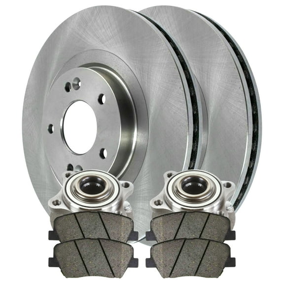 AutoShack Front Brake Rotors Ceramic Brake Pads Wheel Bearing Hub Assembly | Replacement for 2014-2015 Kia Sorento 2013-2014 Hyundai Santa Fe Sport 2.0L 2.4L 3.3L V6 AWD FWD | 8-PC Brake Kit