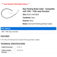 thumbnail image 2 of Rear Parking Brake Cable - Compatible with 1984 - 1986 Jeep Cherokee 1985, 2 of 2