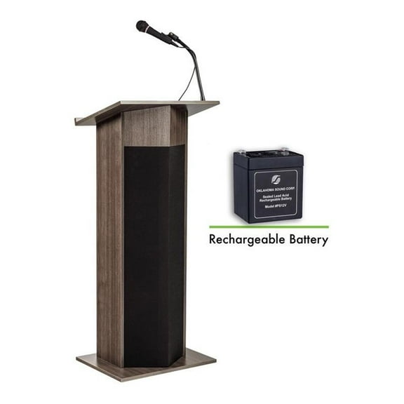 Oklahoma Sound 46" Wood Power Plus Lectern and Battery in Ribbonwood Brown