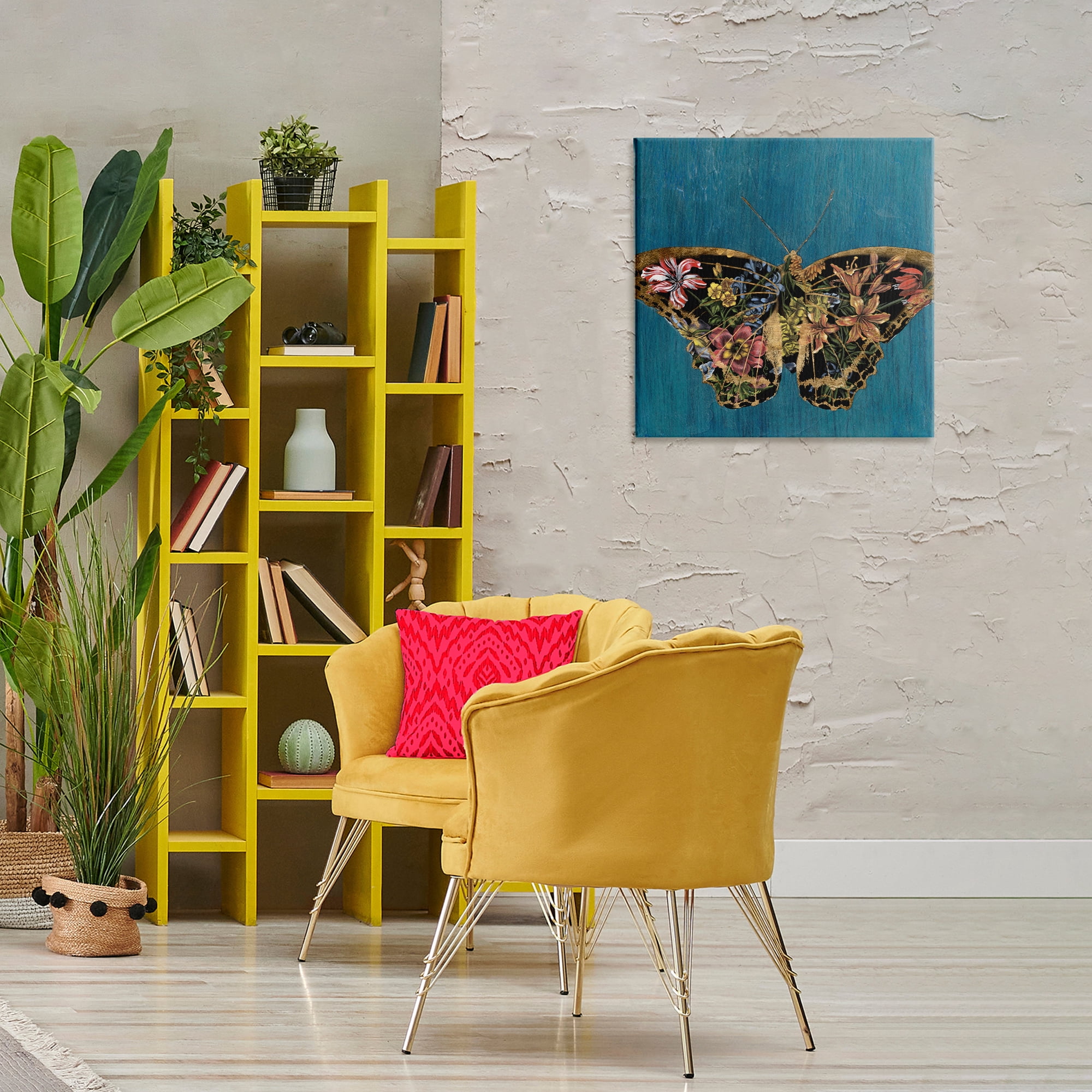 Stupell Industries Butterfly with Floral Wings Animals & Insects Painting Gallery Wrapped Canvas Art Print Wall Art, 24 x 24