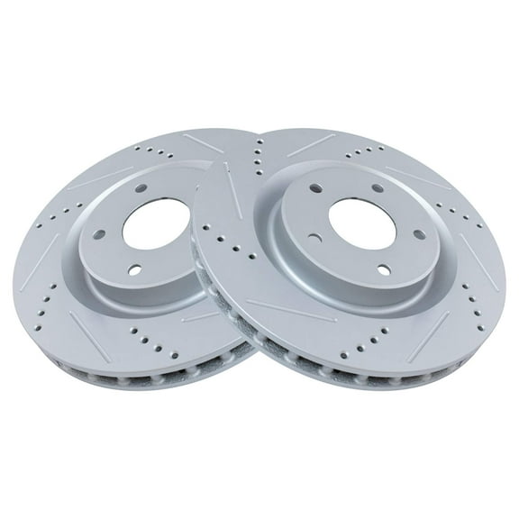 TRQ Front Performance Brake Rotors Set Premium G-Coated Cross Drilled & Slotted Fits Select 2004-2009 Cadillac XLR 2005-2013 Chevrolet Corvette