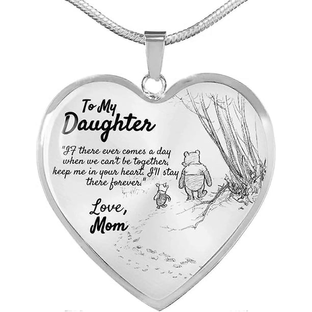 To My Daughter Necklace Mother Daughter Necklace for Women Girls Inspiration Heart Necklace Gifts Mother's Day Gifts for Mom Daughter Granddaughter -