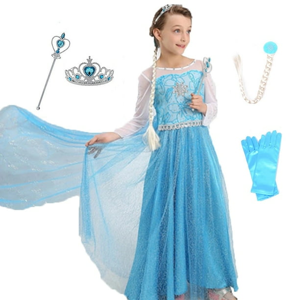 Kids Cosplay Princess Girl Dress Costume Children Party Costume Kids Net Yarn Long Sleeve Dress Cartoon Print Children Costume5PCS9-10T-150CM He Qiyong unisex