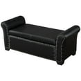 thumbnail image 4 of Posh Living Ashley Faux Leather Storage Bench with Nail Head Trim in Black, 4 of 9