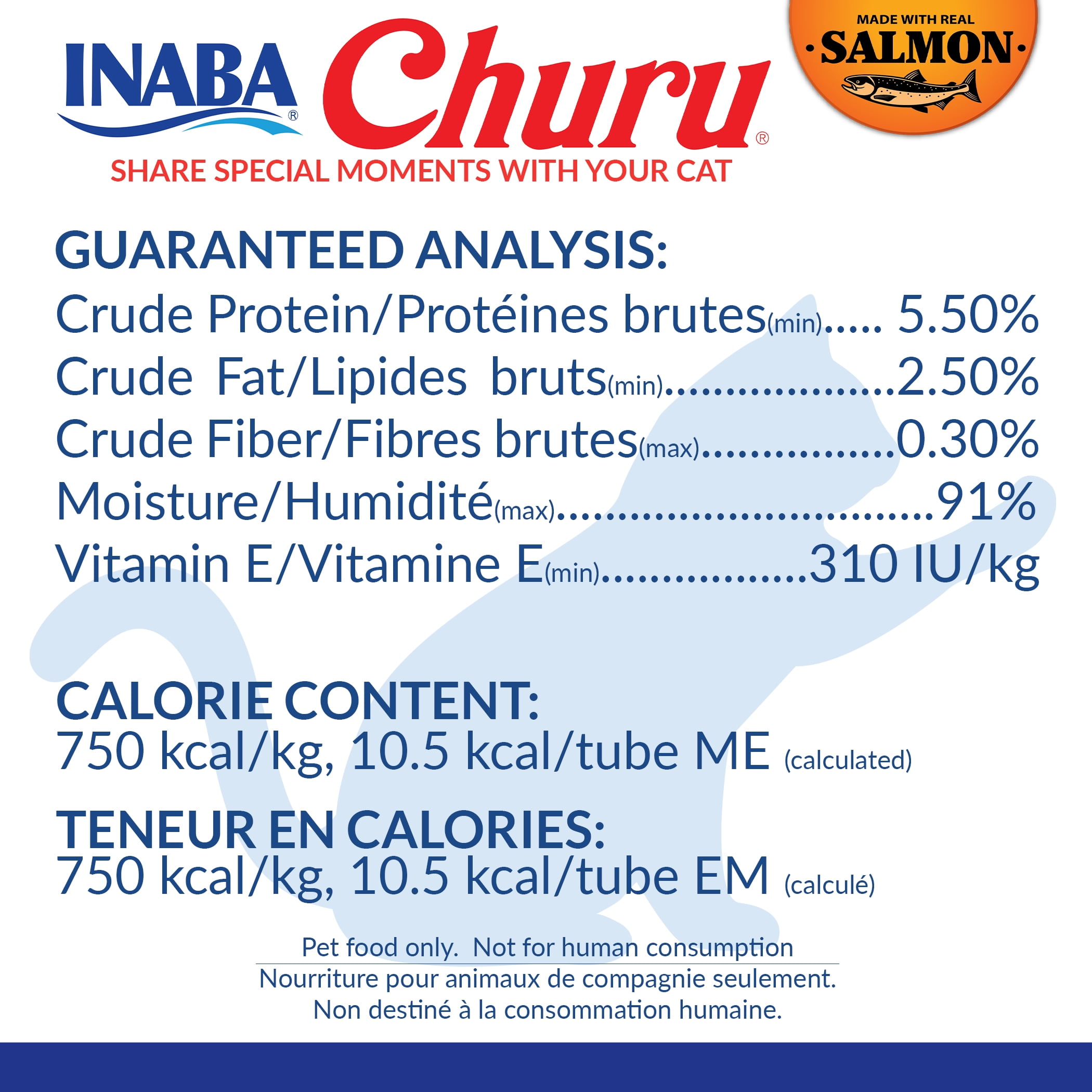 Friandises pour chats INABA Churu, purée crémeuse à lécher sans céréales avec vitamine E - Recette saumon et thon 4 tubes de 56 g (4 x 14 g)