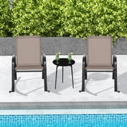 Gymax Set of 2 Metal Rocking Chair Heavy-Duty Rocker Outdoor Anti-Slip Brown Patio