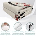 thumbnail image 4 of Quilts Queen Size Bedding Set, Cherry Blossom Lightweight Quilted Comforter, Asian Japanese Red Plum Flower Retro Beige Soft Reversible Bedspread Coverlet with Pillow Covers for All Season, 90" x 96", 4 of 9