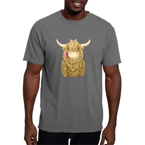 CafePress - Happy Highland Cow Men's Comfort Colors® T Shirt - Mens Comfort Colors Shirt