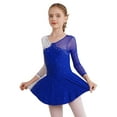 thumbnail image 3 of Lejafay Girls Sequins Long Sleeve Mesh Splice Ice Skating Dress Ballet Dance Leotard with Mesh Tutu Royal Blue 6, 3 of 7