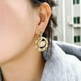 thumbnail image 3 of CZ Dubai Yellow Gold Plated Snake Pattern Long Dangling Drop Pearl Party Earring, 3 of 9