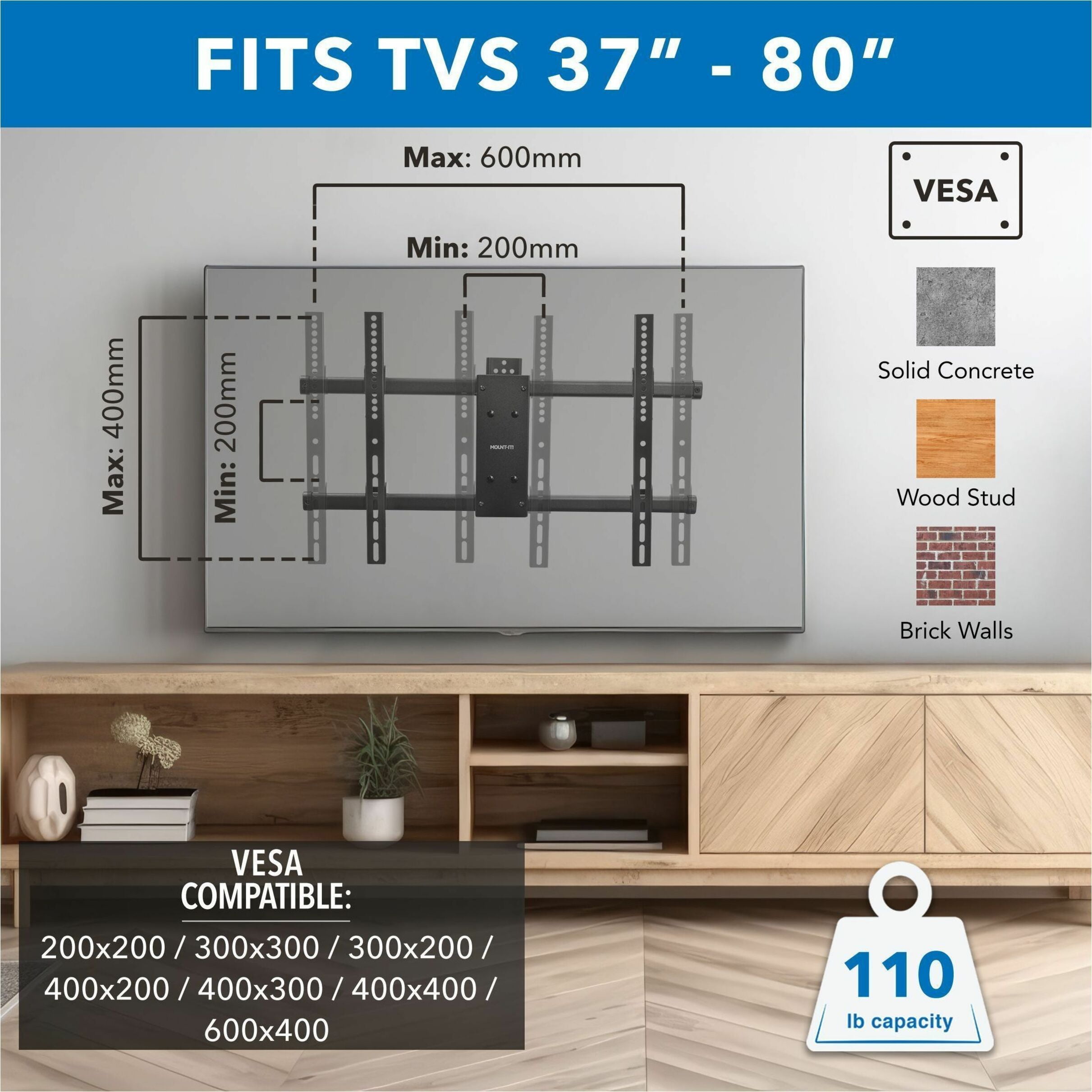 Mount-It! UL Certified Heavy Duty Full Motion TV Wall Mount