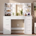 thumbnail image 3 of Lacoo Vanity Set with Mirror and LED Lights, Makeup Vanity with Fast-Charging Outlet, Vanity Table with 7 Drawers & 4 Shelves for Bedroom Dressing Room, White, 3 of 9