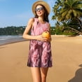 thumbnail image 3 of Naloa Delicate Pink Carnations Print Women's Summer Spring Casual Beach Sundress,Vacation Sleeveless Tank Crewneck Loose Dresses, 3 of 7