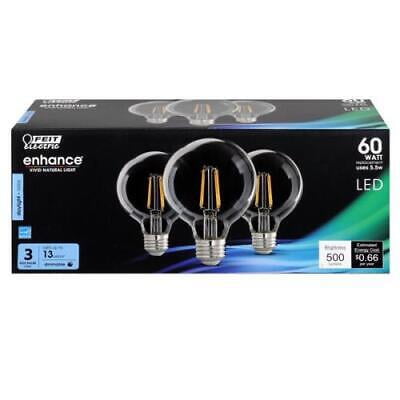 

Feit Electric Enhance G25 E26 (Medium) Filament LED Bulb Daylight 60 W 3 pk