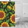 thumbnail image 3 of XMXY Cute Sunflowers Floral Bee Long Shower Curtains, Waterproof Weighted Thick Bathroom Curtain with 12 Iron Hook, 72x72 Inch, 3 of 9