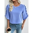 thumbnail image 6 of DOKOTOO Blouses for Women 3/4 Ruffle Sleeve Crewneck Tops Business Work Blouse Casual Dressy Loose Shirts, 6 of 10