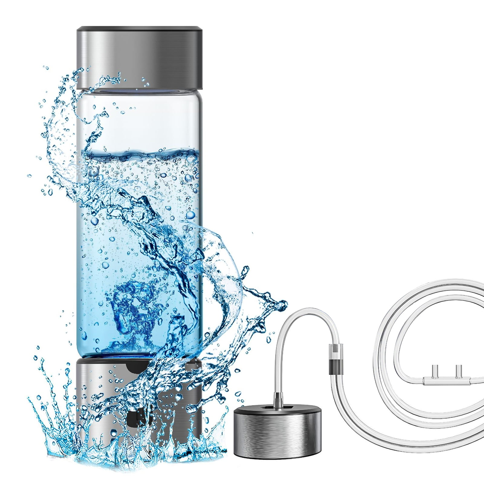 Opvise Upgraded SPE/PEM Hydrogen Water Bottle | NSF-42 Certified 1400PPB Generator with 9.13in Borosilicate Glass & Smart Health Tracking | USB-C Fast Charge