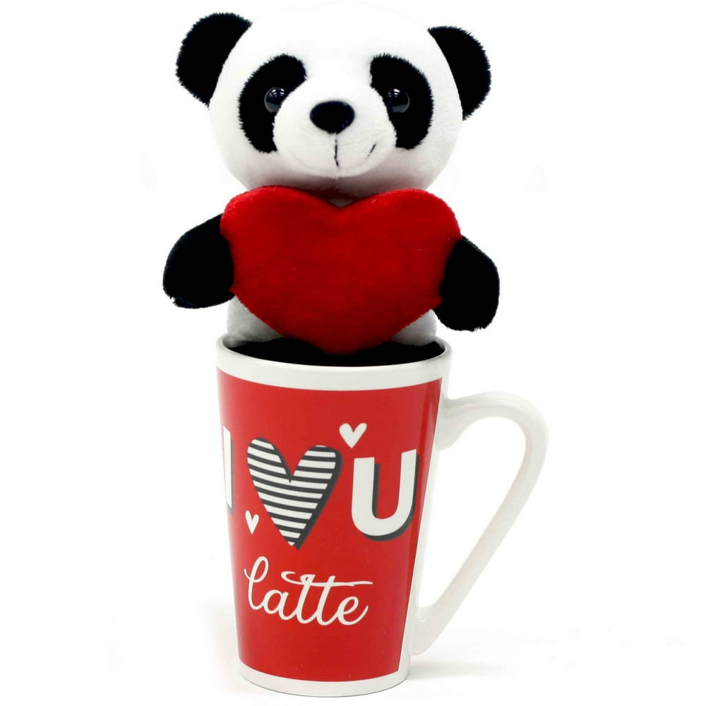 Valentine's Day Plush Animal In Latte Mug Gift Set