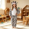 thumbnail image 5 of SIYUDAN Kids Animal Onesie Pajamas Long Sleeve Zip up 3D Ears Hooded Romper Bodysuit Boys Christmas Pajamas Cow Onesie for Girls Boys Matching Sleepwear Set 7-8 Years, 5 of 5