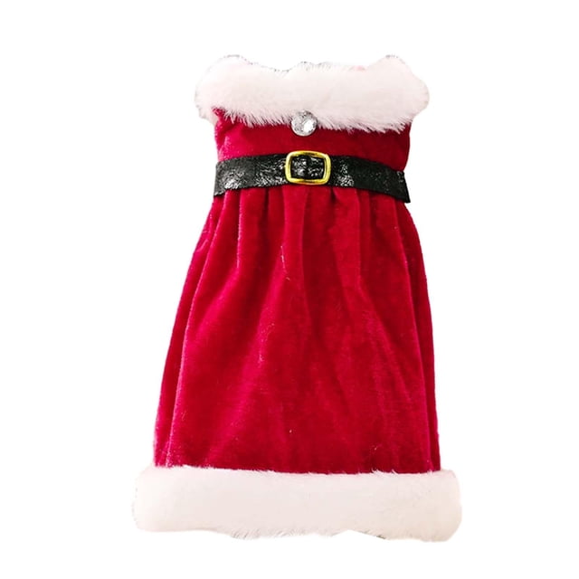 Cubierta de botella de vestido rojo de Navidad, bolsa de botella de vino, decoración de mesa de suministros de fiesta reutilizable, vestido de