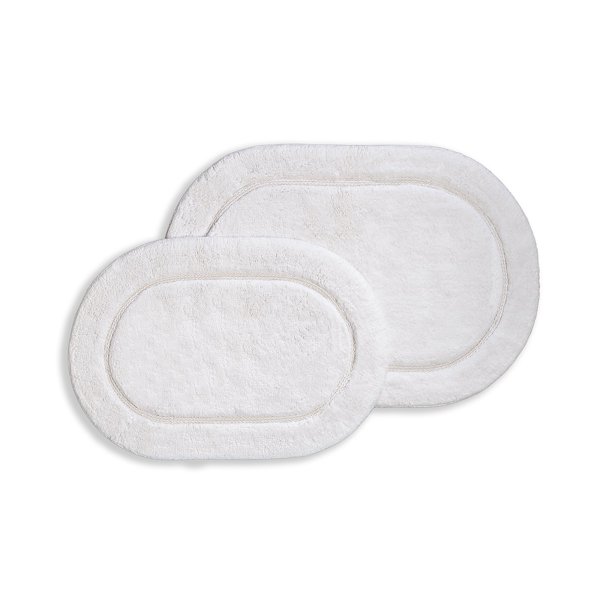 Oval 100 Combed Cotton NonSkid 2Piece Bath Rug Set White Walmart