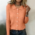 thumbnail image 2 of Breezora Women's Slim Button Down Cardigan Soft Everyday Jacket for Work and Casual Wear Orange, 2 of 4