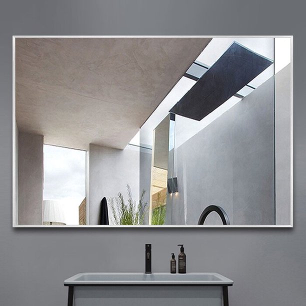 Silver Bathroom Mirror Rectangular – Rispa