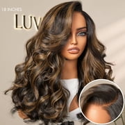 LUVME All-Day Comfort™ Wig 200% Density Voluminous Loose Body Wave Glueless Minimalist HD Lace Wig Pre-Cut Lace 12 Brown Higlight 1 pc for Woman