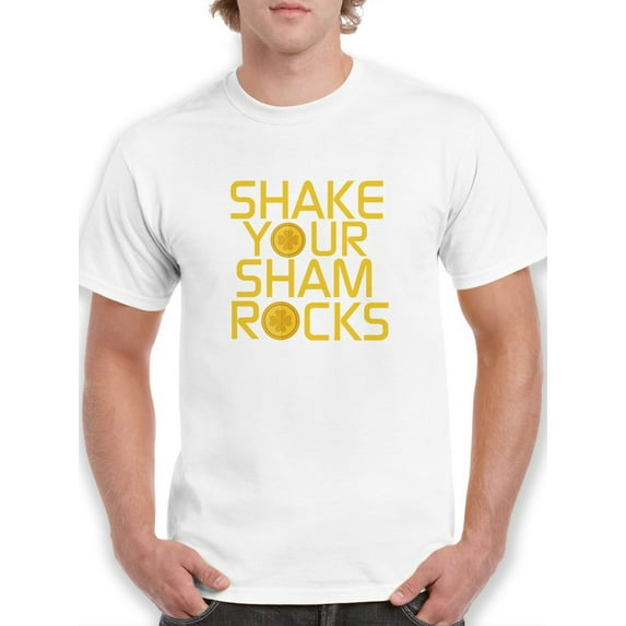 St Patrick's Day Shake Your Shamrocks Men White T-Shirt, Male Large