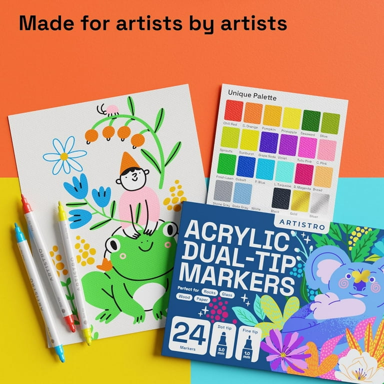 ARTISTRO Vibrant Acrylic Paint Markers for Rock, Fabric, Glass