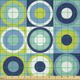 thumbnail image 2 of Ambesonne Retro Fabric by the Yard Microfiber, Repetitive Rounds Pattern, 3 Yards, Yellow Green Dark Violet, 2 of 2
