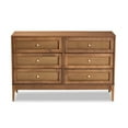 thumbnail image 3 of Baxton Studio Ramiel Mid-Century Modern Ash Walnut Finished Wood and Rattan 6-Drawer Dresser, 3 of 7