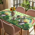 thumbnail image 3 of Green Gnomes St. Patrick's Day Table Cloths for 3 Foot Rectangle Tables, Lucky Clovers Rainbow Patio Waterproof Elastic Fitted Tablecloths, Washable Rectangular Table Cover for Camping, 3 of 8