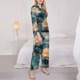 thumbnail image 3 of Salouo Mountain Lotus Serenity Pattern Women's Pajamas Set Long Sleeve Button Down Sleepwear Soft Pj Lounge Sets for women 2 Piece Pjs Set with Long Pants-X-Large, 3 of 7